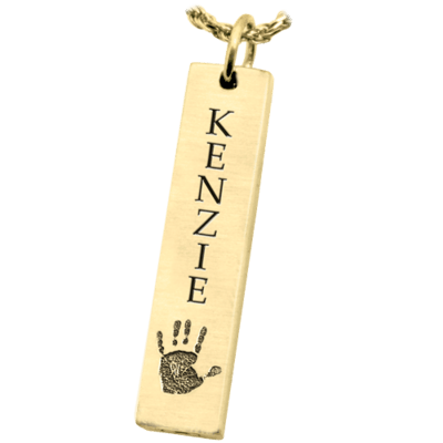 Handprint Bar 14K Gold Pendant Keepsake